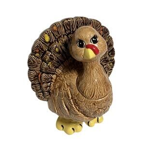 Vtg Holland Mold Ceramic Glazed Thanksgiving Turkey Decorative Novelty 8 X 7.5